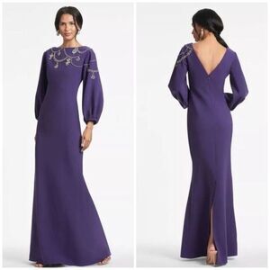 Sachin & Babi Giselle Gown Dress Amethyst Purple Crystal Embellished Size 0 NEW